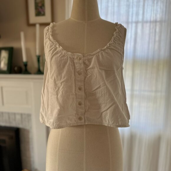 Madewell Denim Ruffled U-Neck Crop Top - Picture 2 of 6